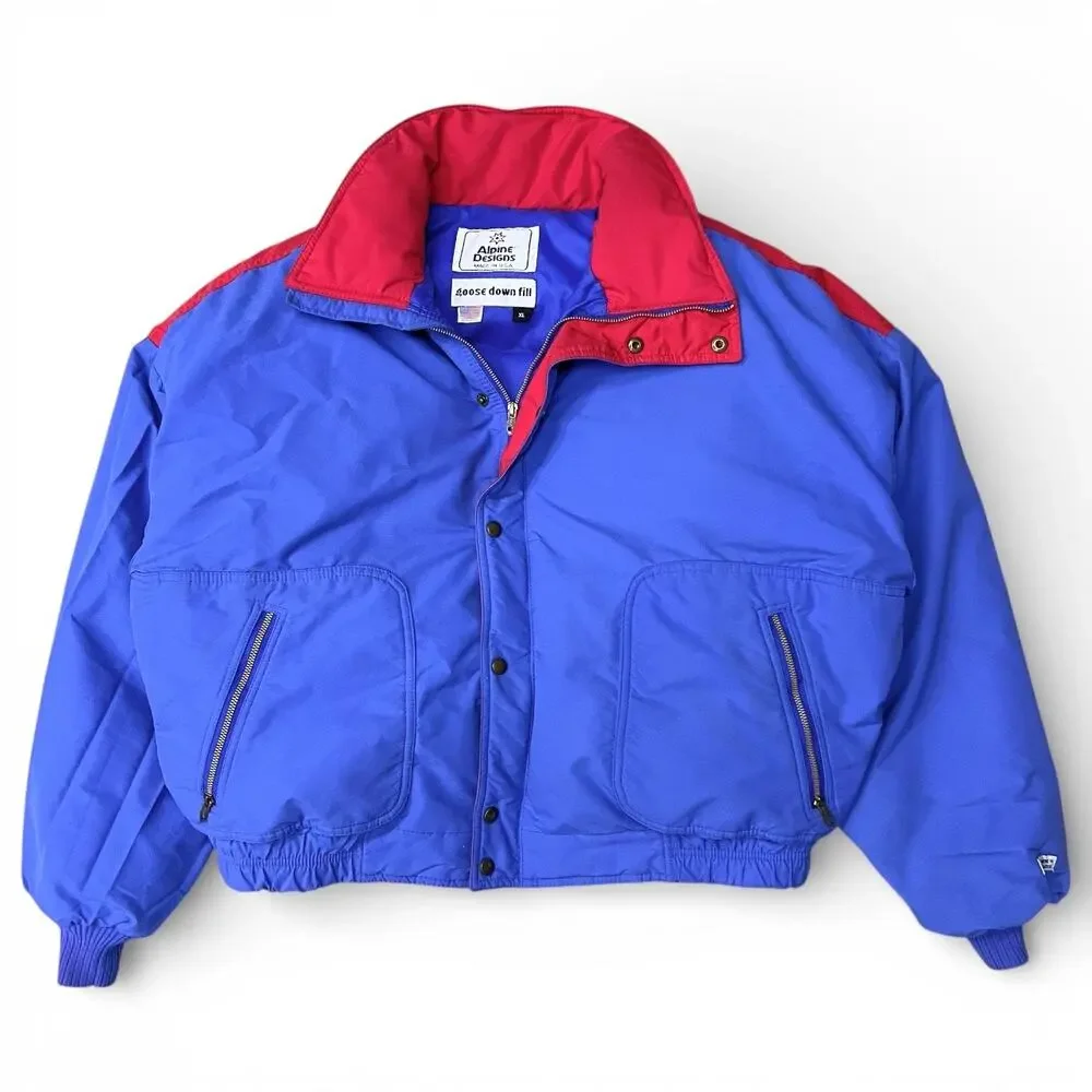 True Vintage 80s Alpine Designs Puffer Down Winter Ski Jacket Outdoors Gorpcore